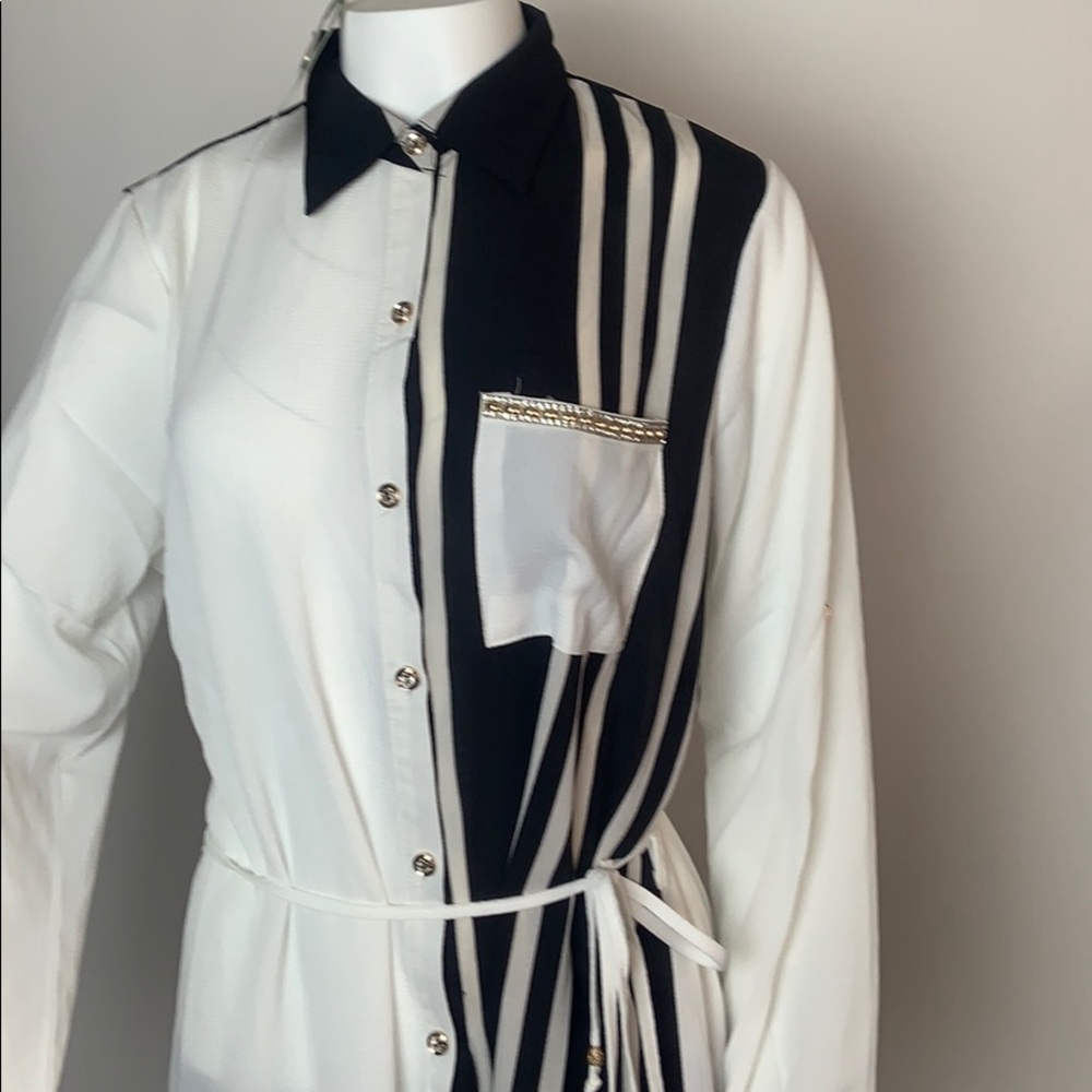 Black and white long dress top